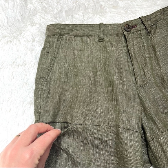NWT 100% Linen Nifty Genius Olive Green Shorts, Size 28 - Picture 3 of 13
